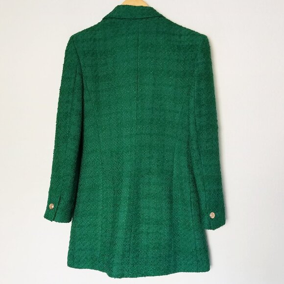 Zara Tweed Textured Long Structured Blazer in Kelly Green M Classic Preppy $149 - Picture 7 of 16